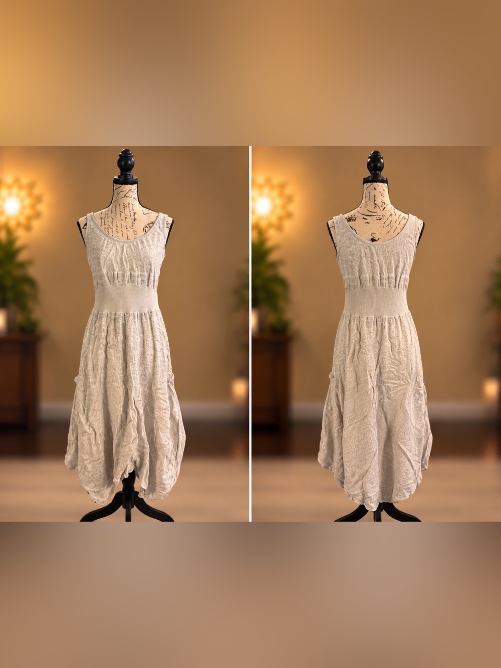 Women's Cream Sleeveless Summer Dress